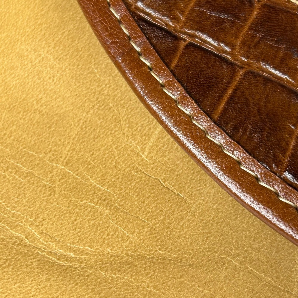 Vintage Brahmin Crossbody Bag Clutch Made in USA Tan Brown Croc Embossed Leather - Picture 2 of 16